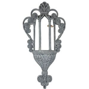 Vintage 70s Burwood Products Faux Wicker Hanging Wall Planter Gray